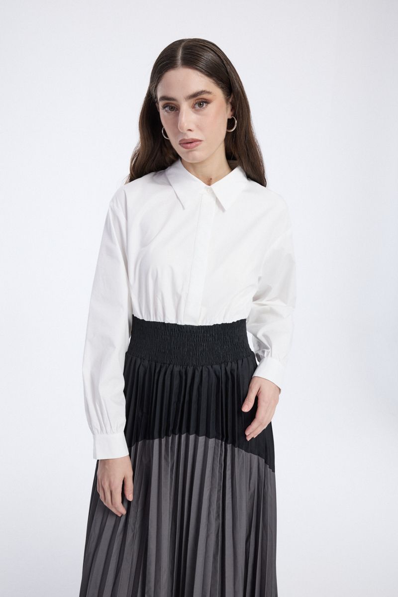 Pleated Maxi Dress with Elastic Waist