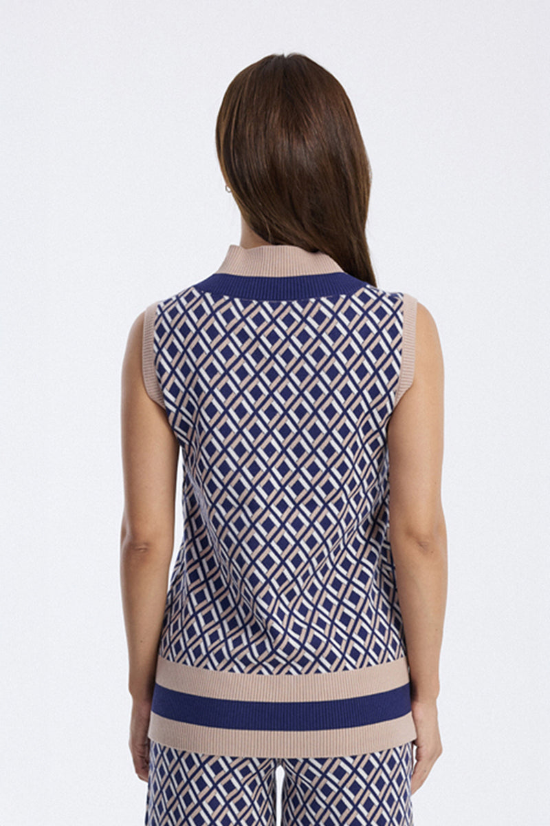 Knitted Geometric Sleeveless Vest