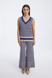 Knit Pants with Geometric Pattern