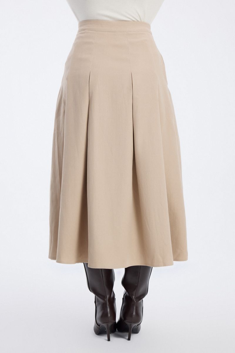 pleated midi skirt with high waist