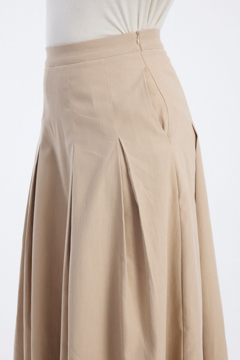 pleated midi skirt with high waist