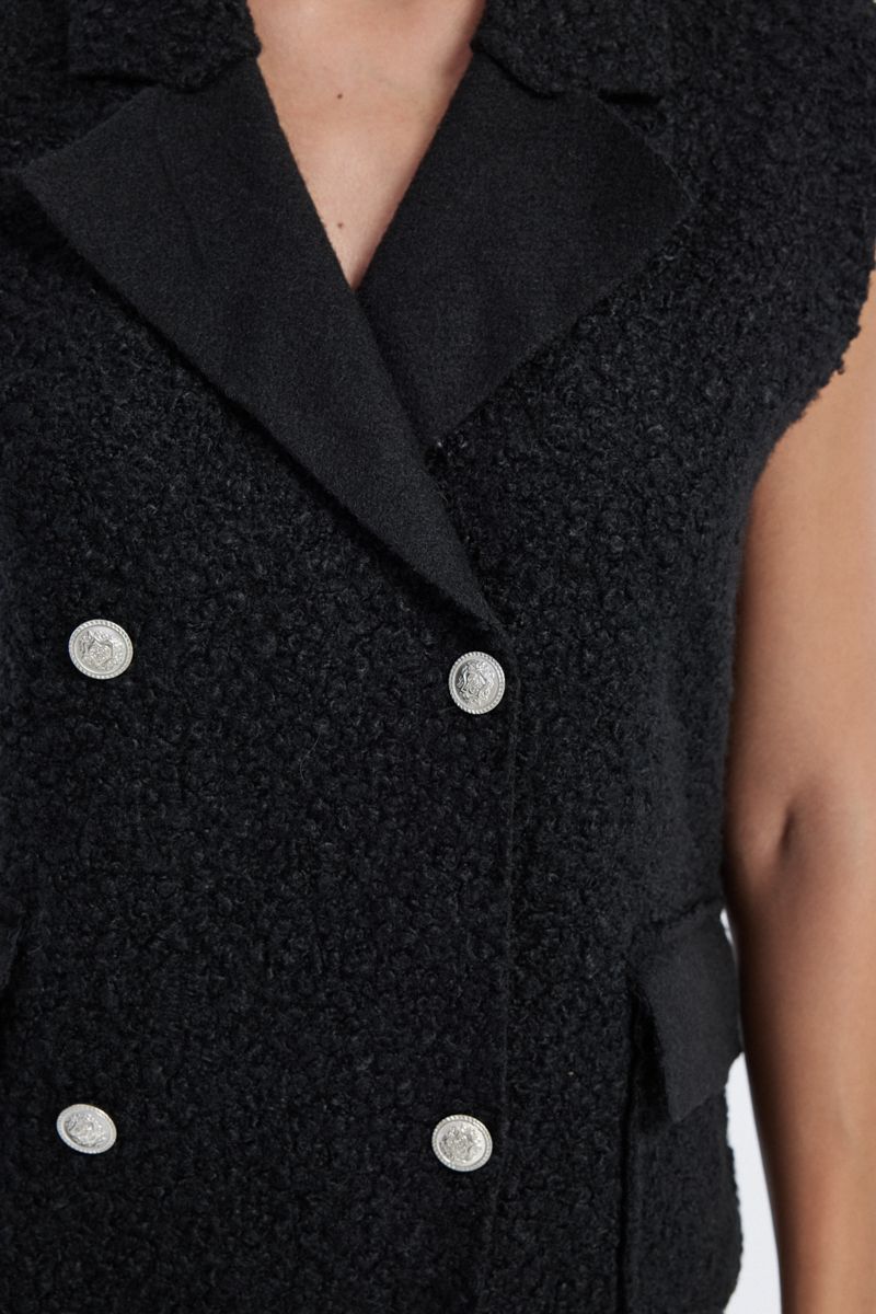Textured Waist Coat With Front Pockets