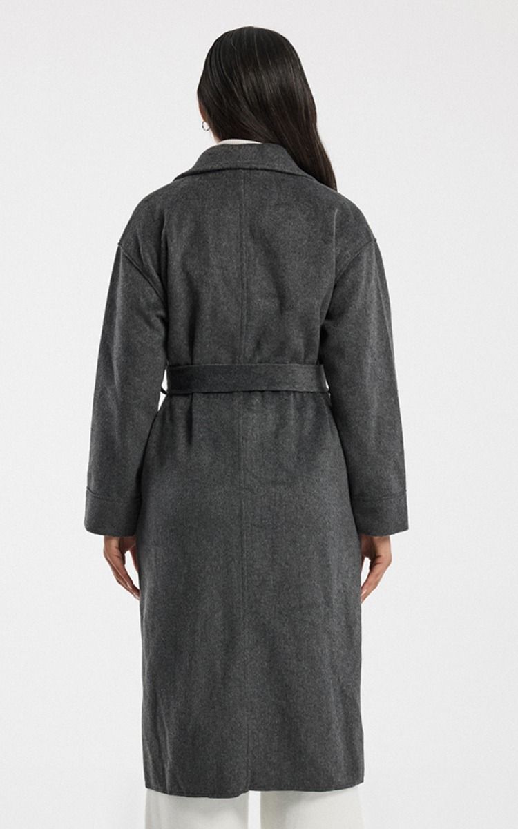 Long Coat with Belt and Front Pockets