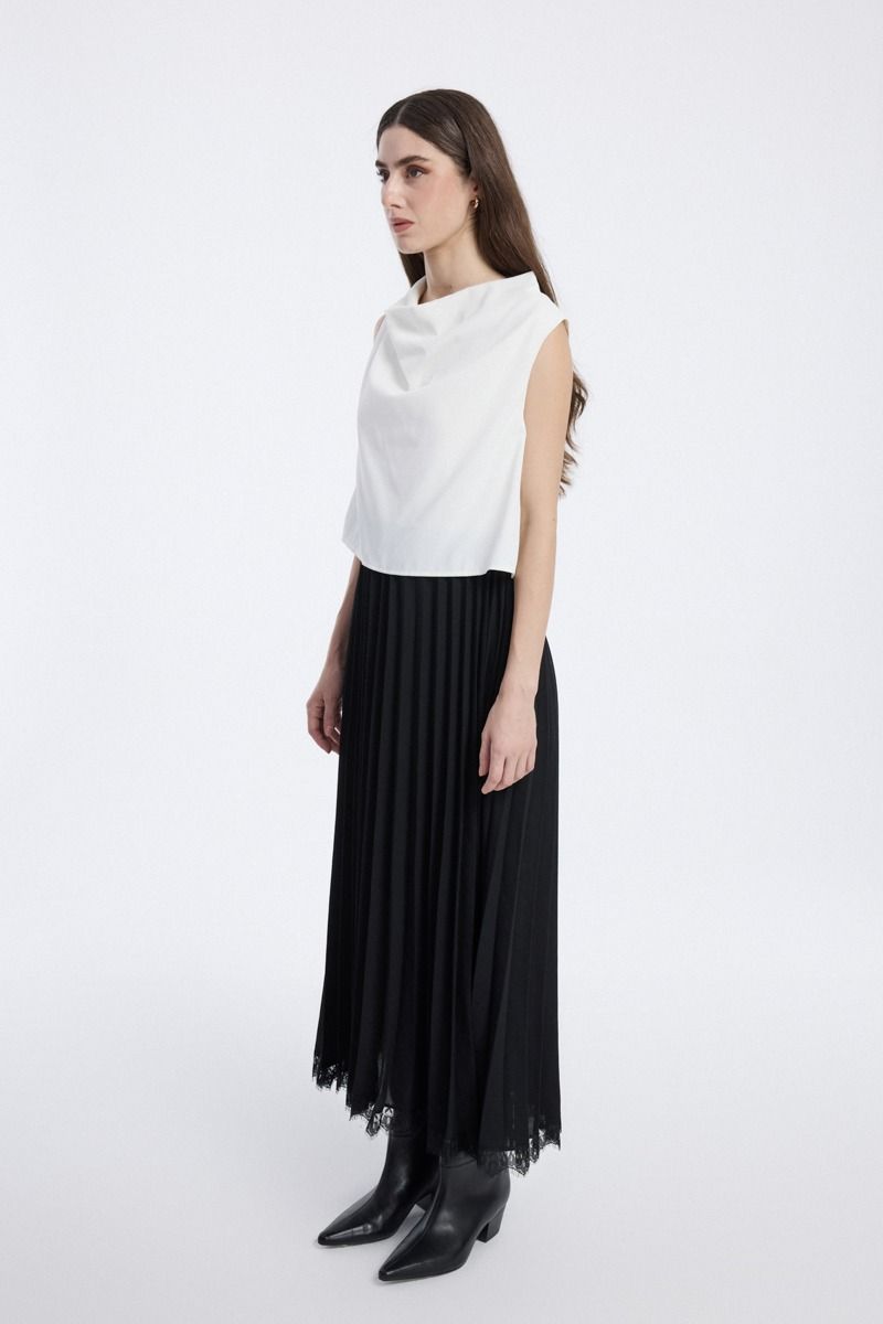 Sleeveless Drape Neck Maxi Dress