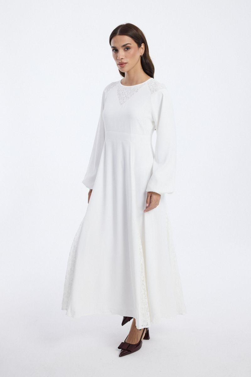 Longline Maxi Dress with Lace Detail