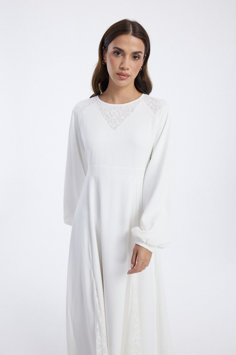 Longline Maxi Dress with Lace Detail
