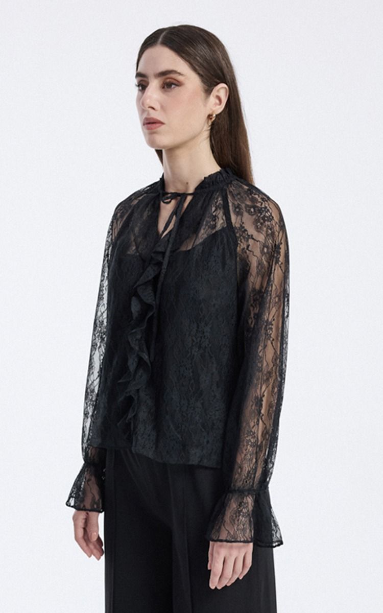 Lace Blouse with Ruffle