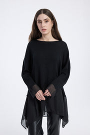 Longline Tunic with Sheer Hem