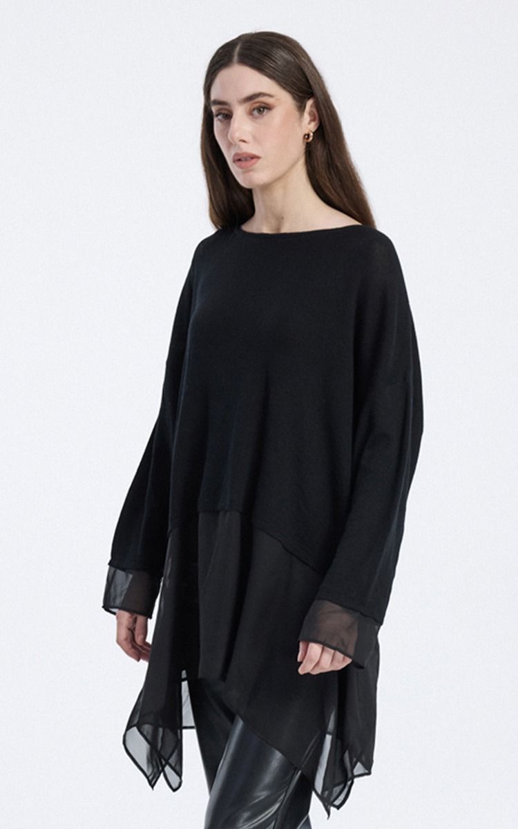 Longline Tunic with Sheer Hem