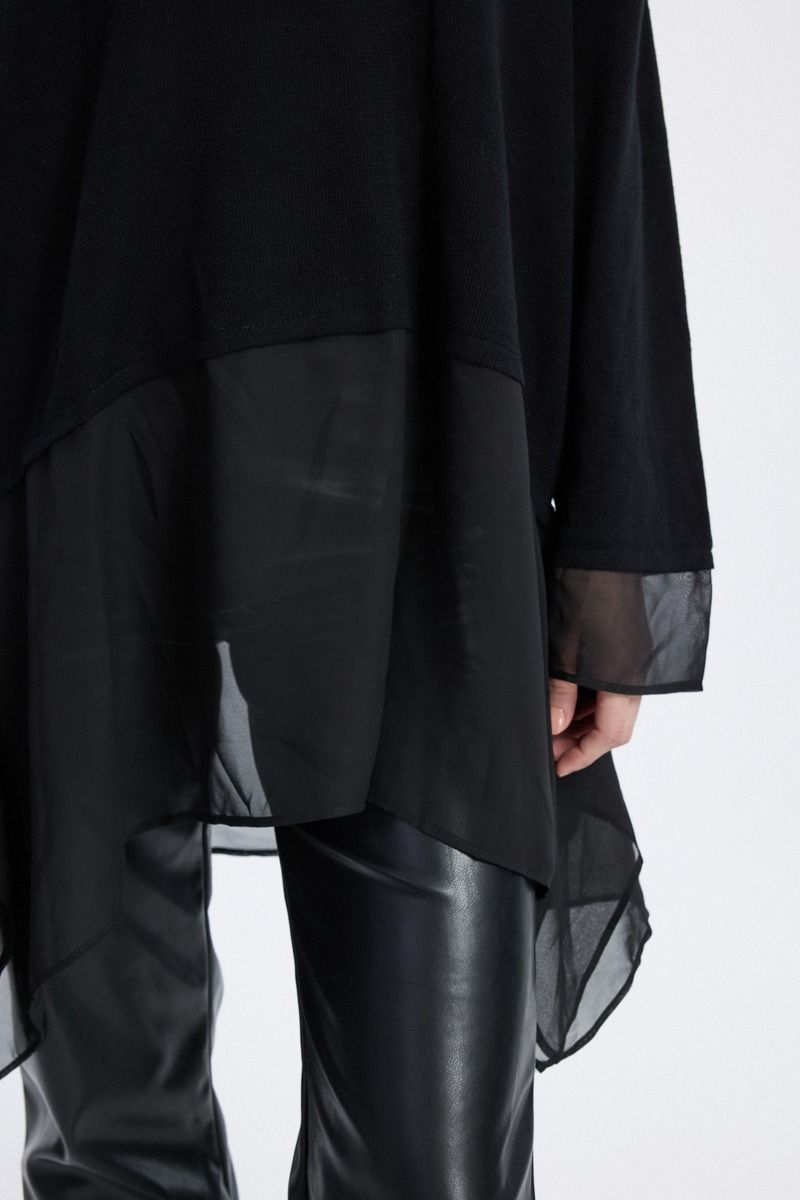 Longline Tunic with Sheer Hem