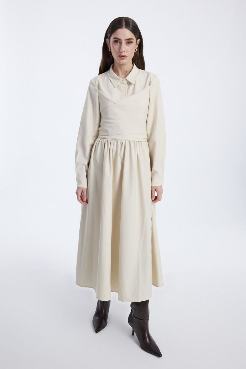 Longline Dress with Waist Tie