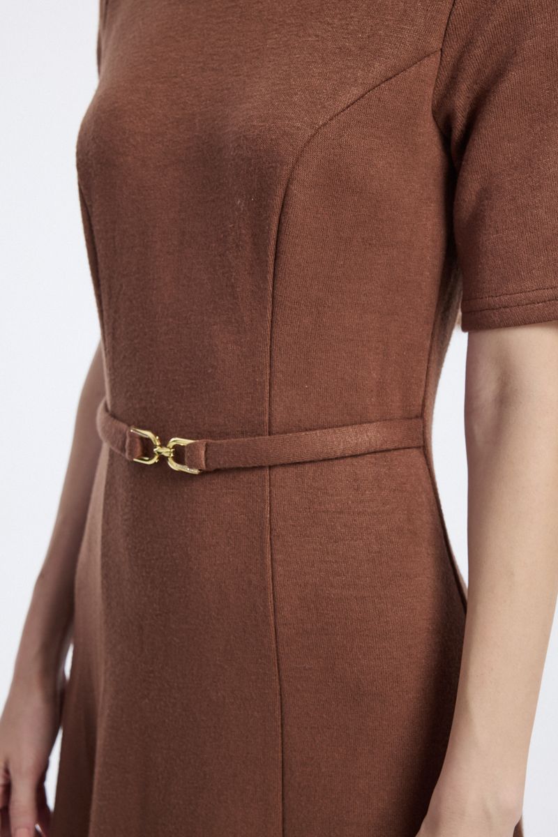 Longline Dress with Waist Belt