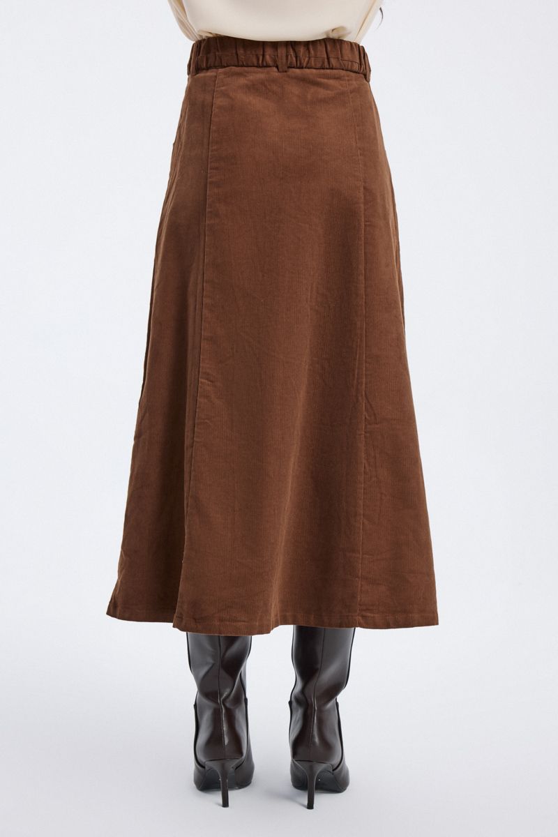 corduroy midi skirt with belt