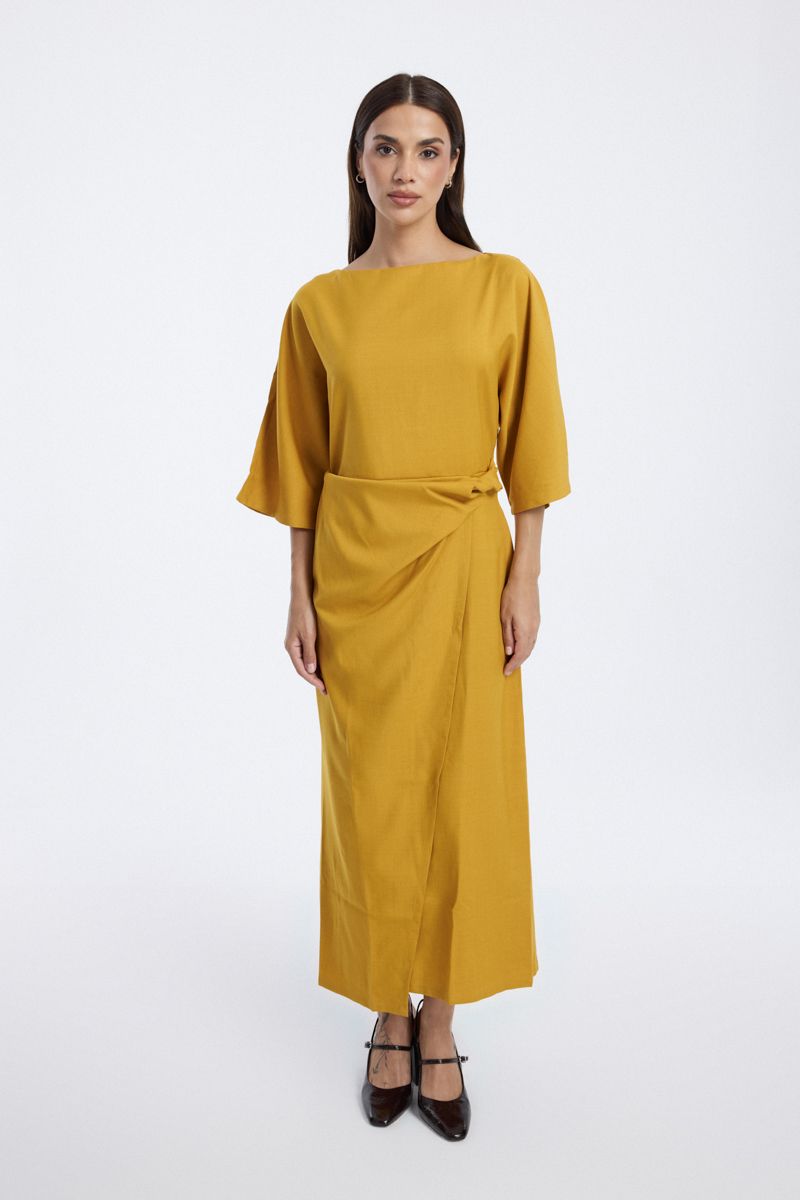 Maxi Dress with Side Drape