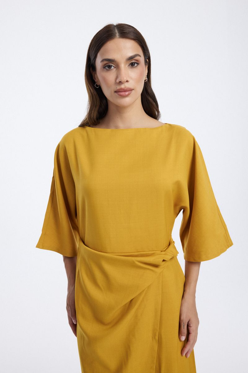 Maxi Dress with Side Drape