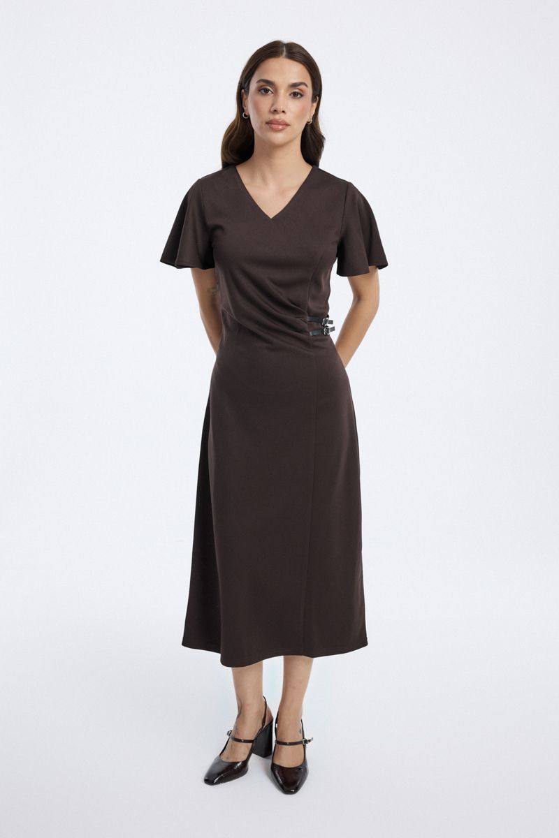Midi Dress with Side Buckles