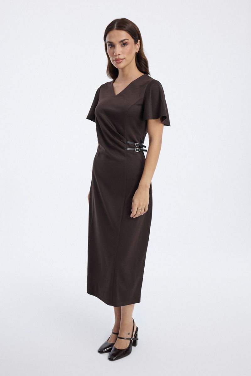 Midi Dress with Side Buckles