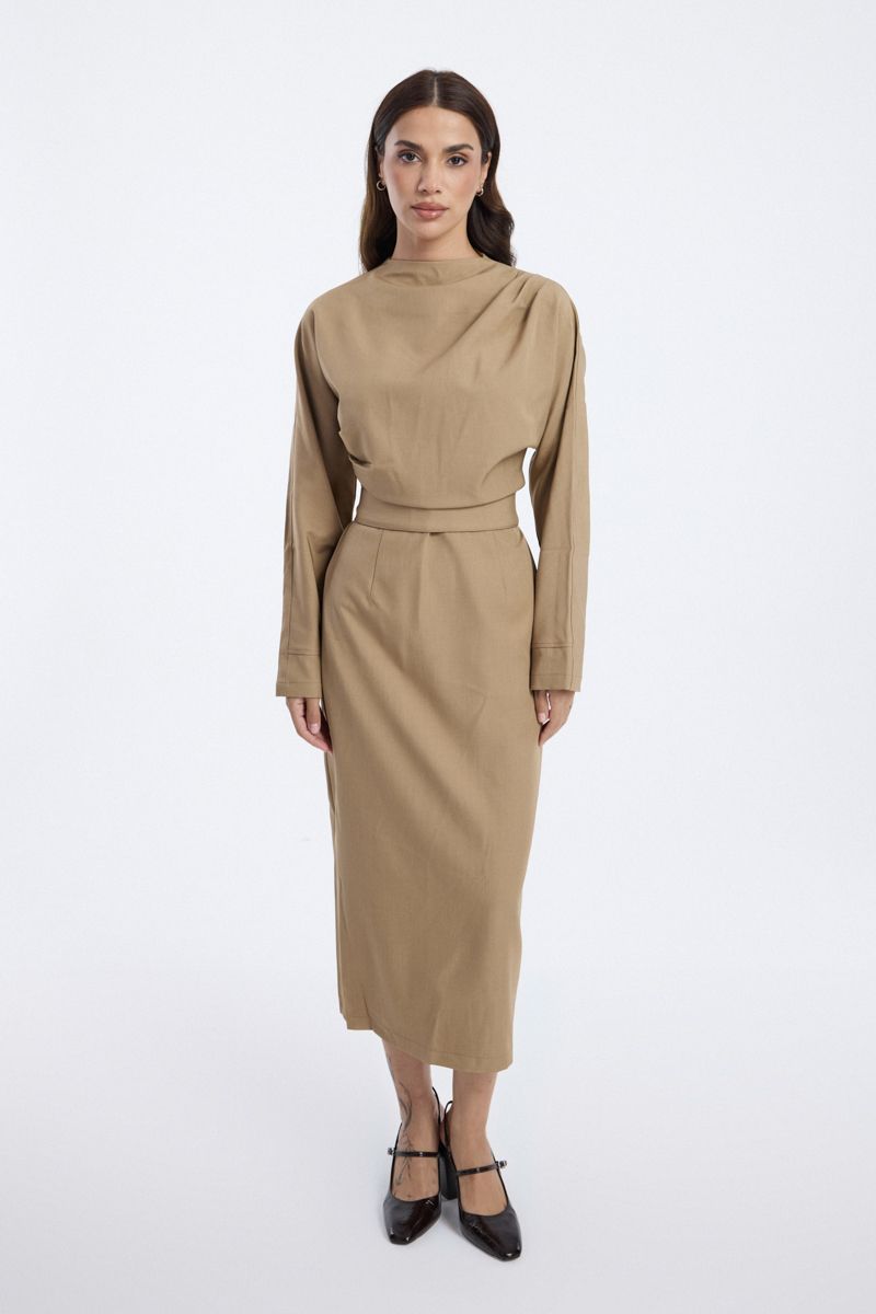 Longline Dress with Belted Waist