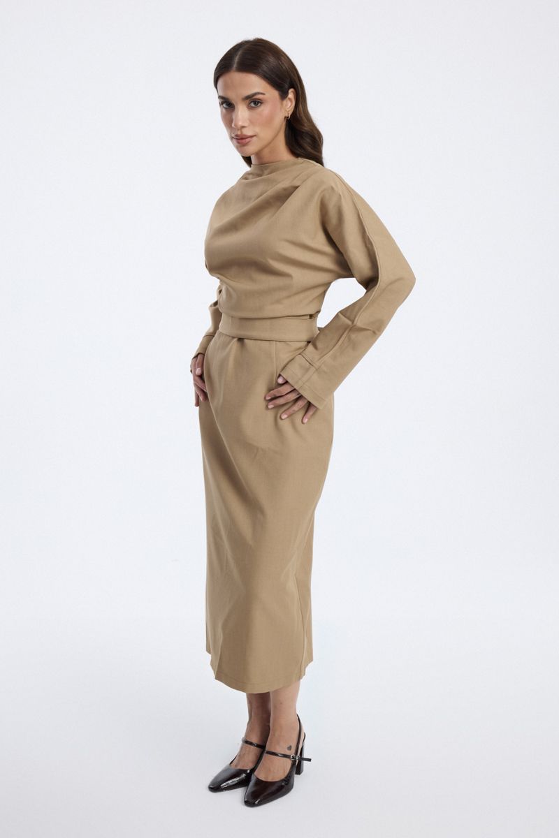 Longline Dress with Belted Waist