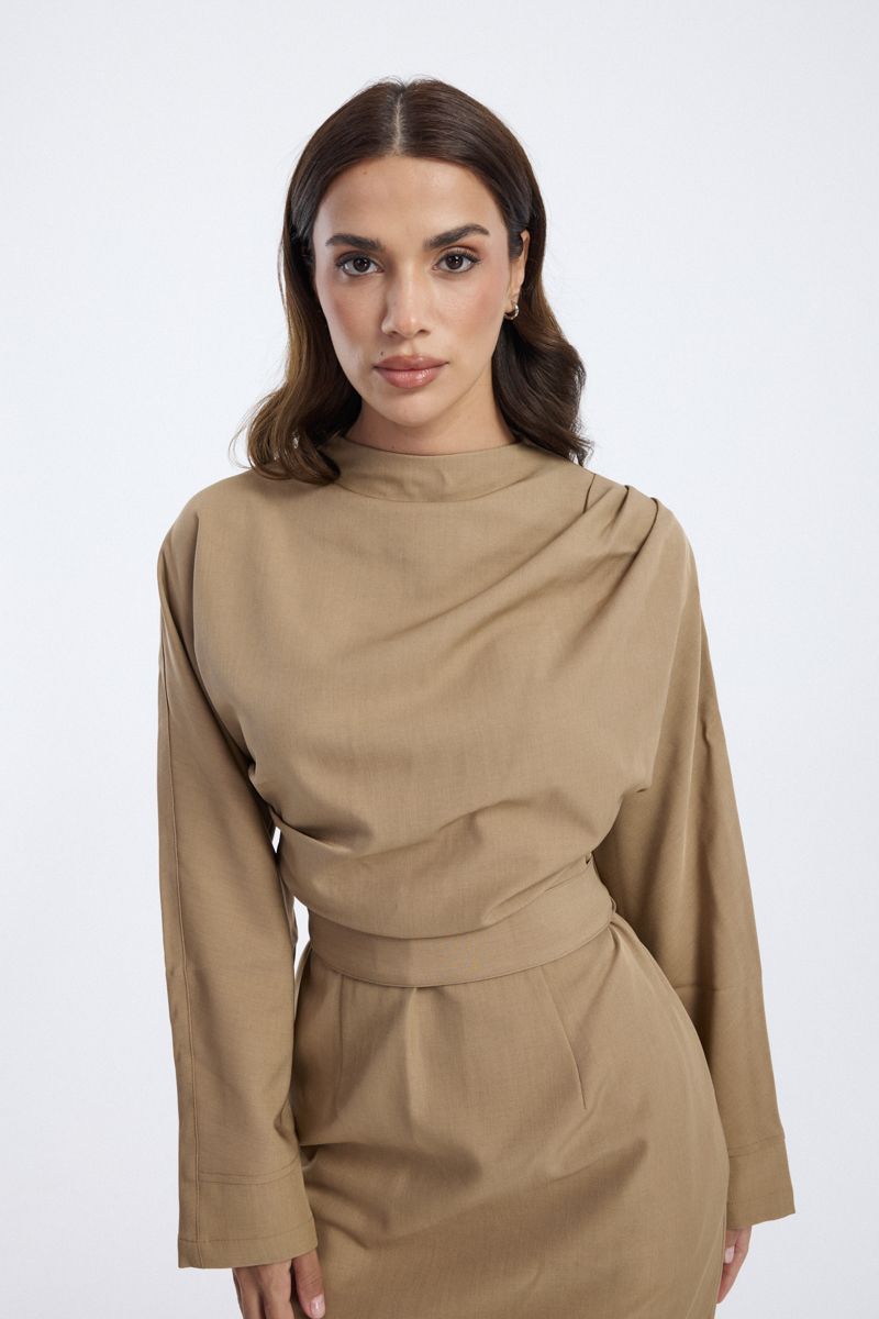Longline Dress with Belted Waist