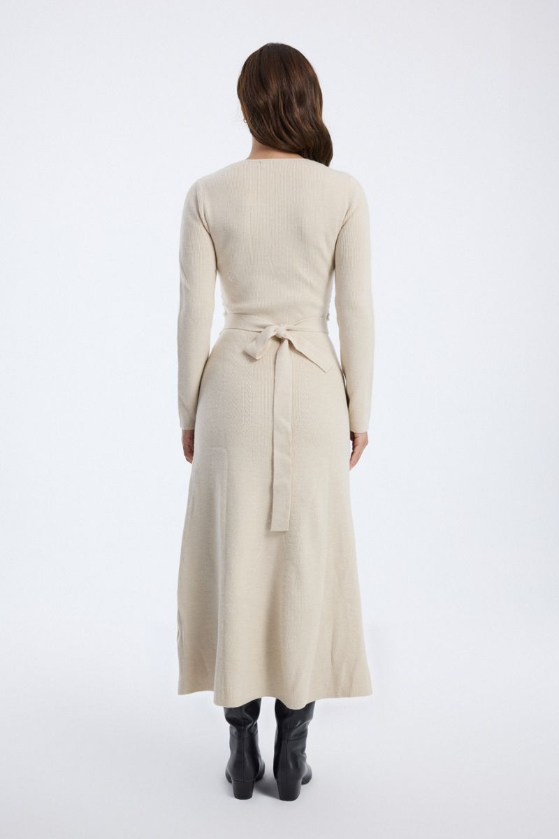 Long Sleeve Knit Dress with Belt