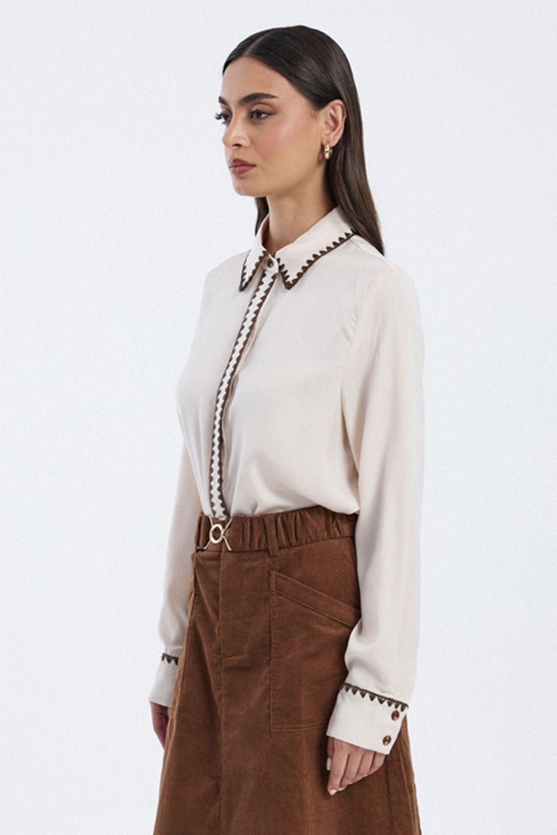 shirt with contrast embroidered trim