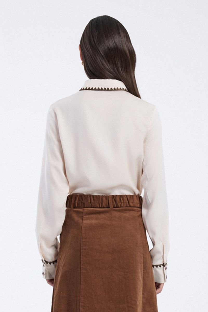 shirt with contrast embroidered trim