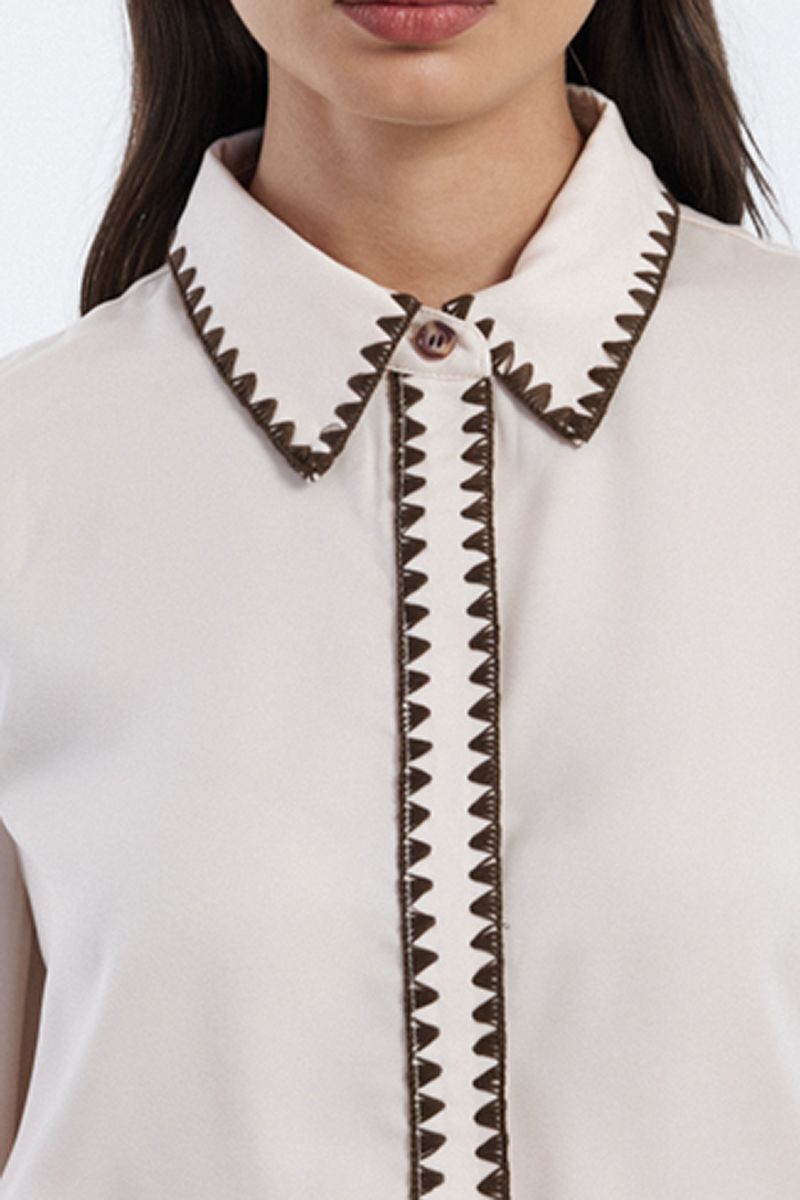 shirt with contrast embroidered trim