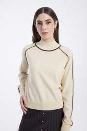 Knitted Blouse with Contrast Trim