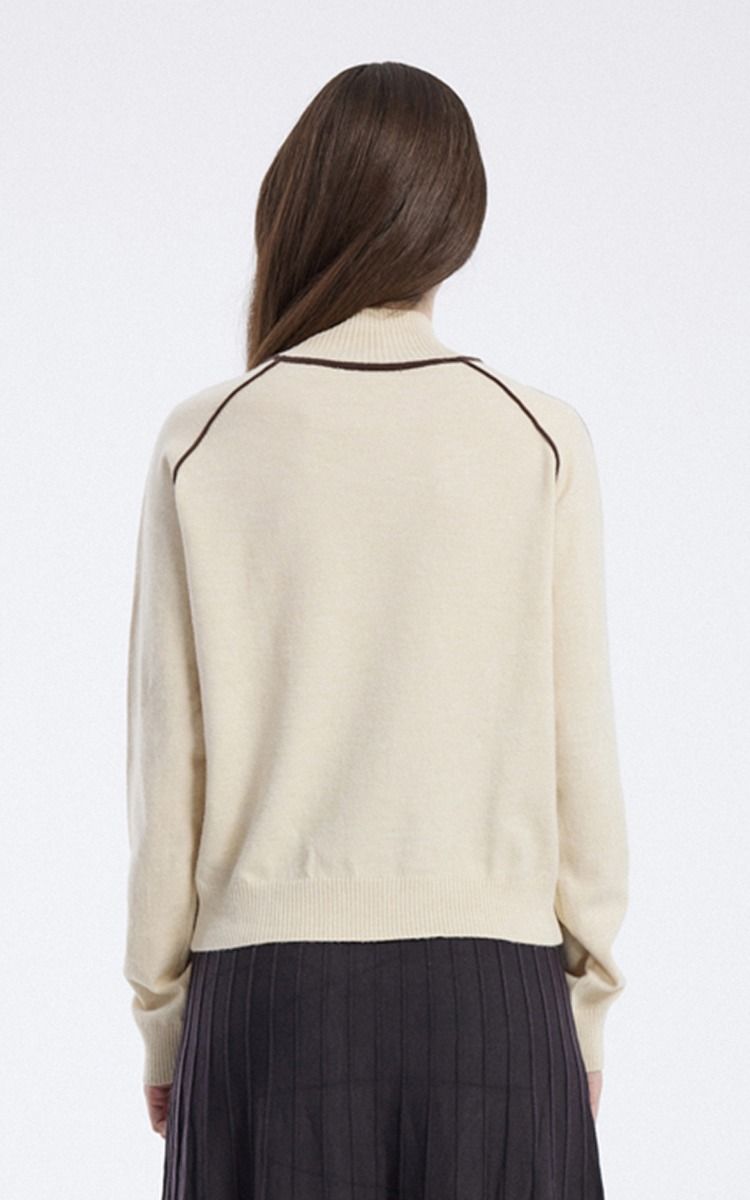 Knitted Blouse with Contrast Trim