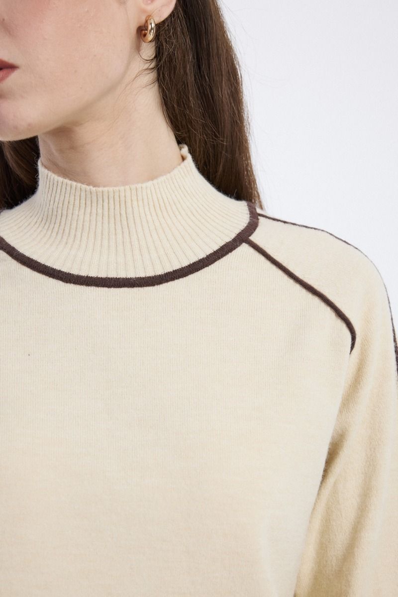 Knitted Blouse with Contrast Trim