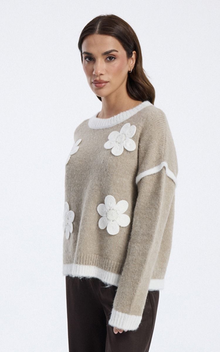Knitted Sweater with Floral Detail