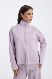 High Neck Sweatshirt with Lace