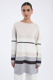 longline striped knit tunic