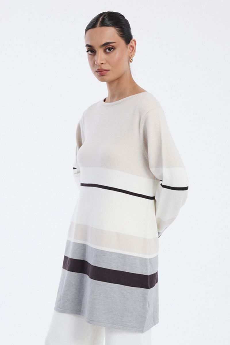 longline striped knit tunic