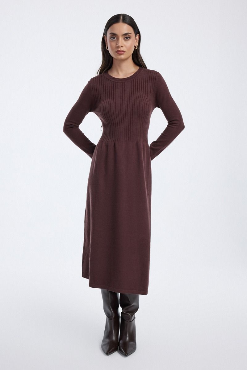 knitted dress with layered top