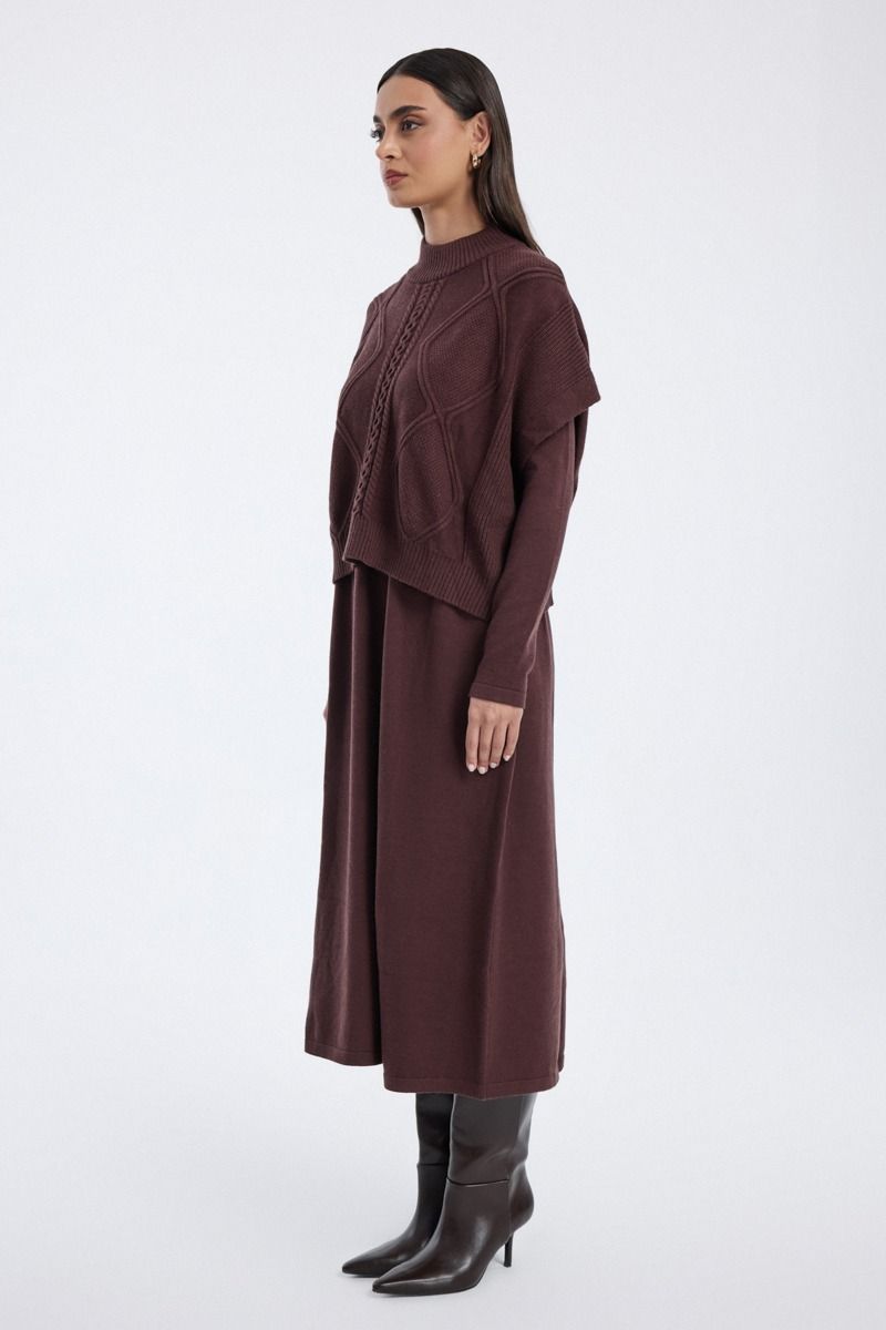 knitted dress with layered top