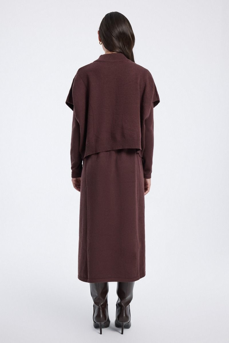knitted dress with layered top