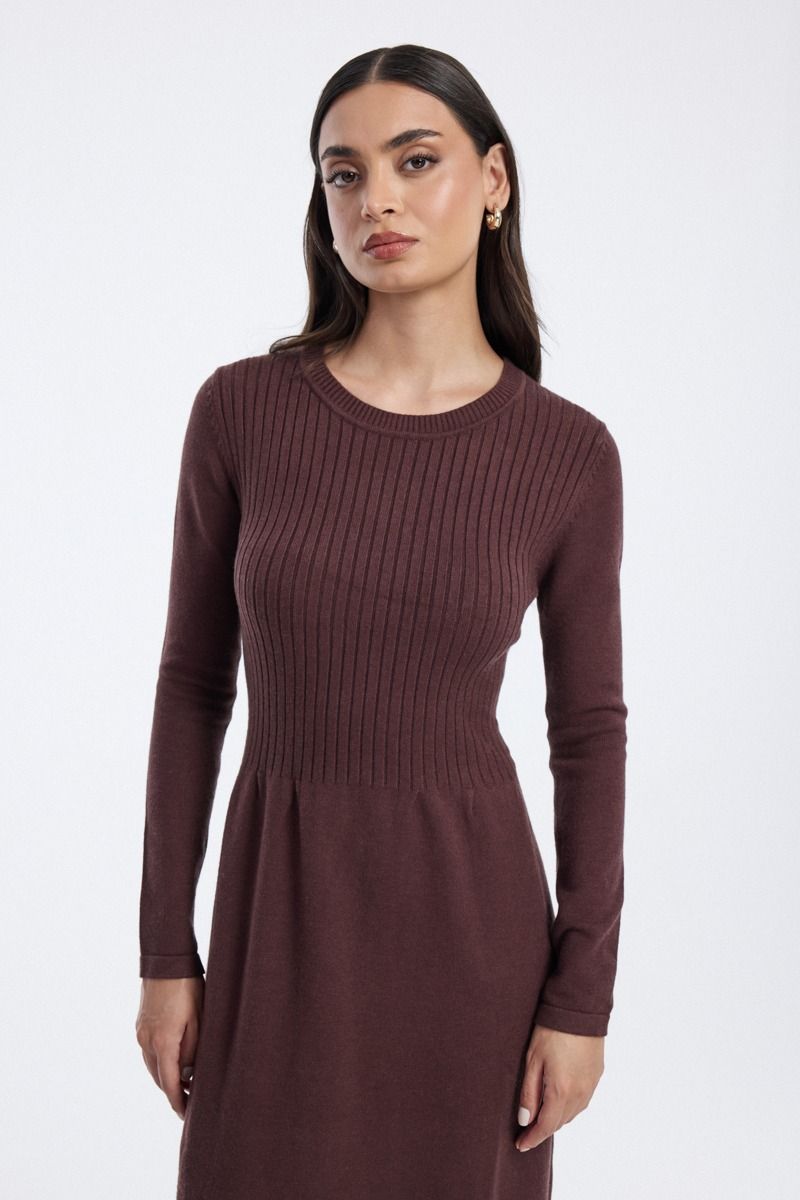knitted dress with layered top
