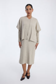 knitted midi dress with layered overlay