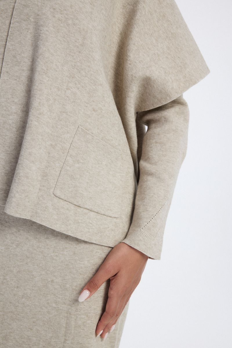 knitted midi dress with layered overlay