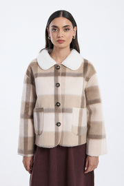 plaid button front jacket