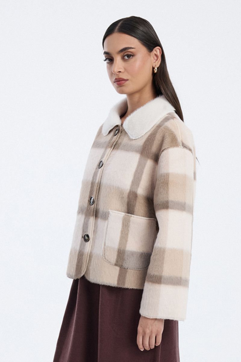 plaid button front jacket