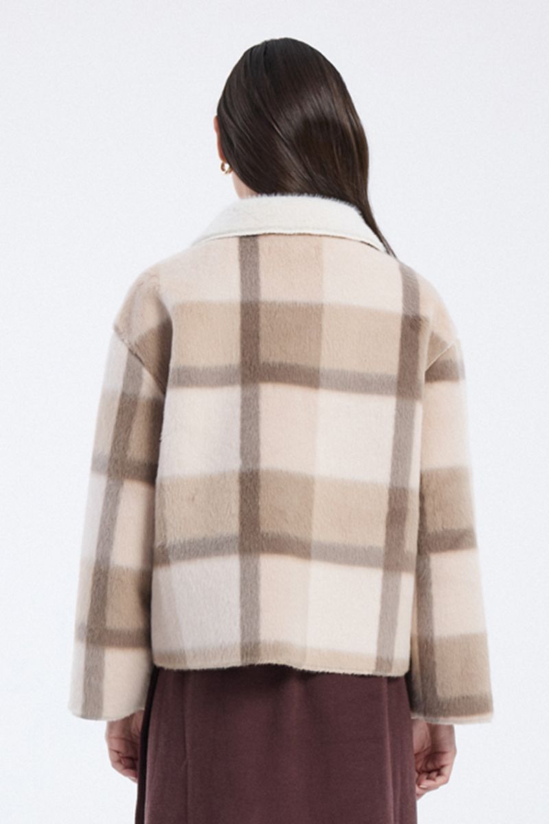 plaid button front jacket