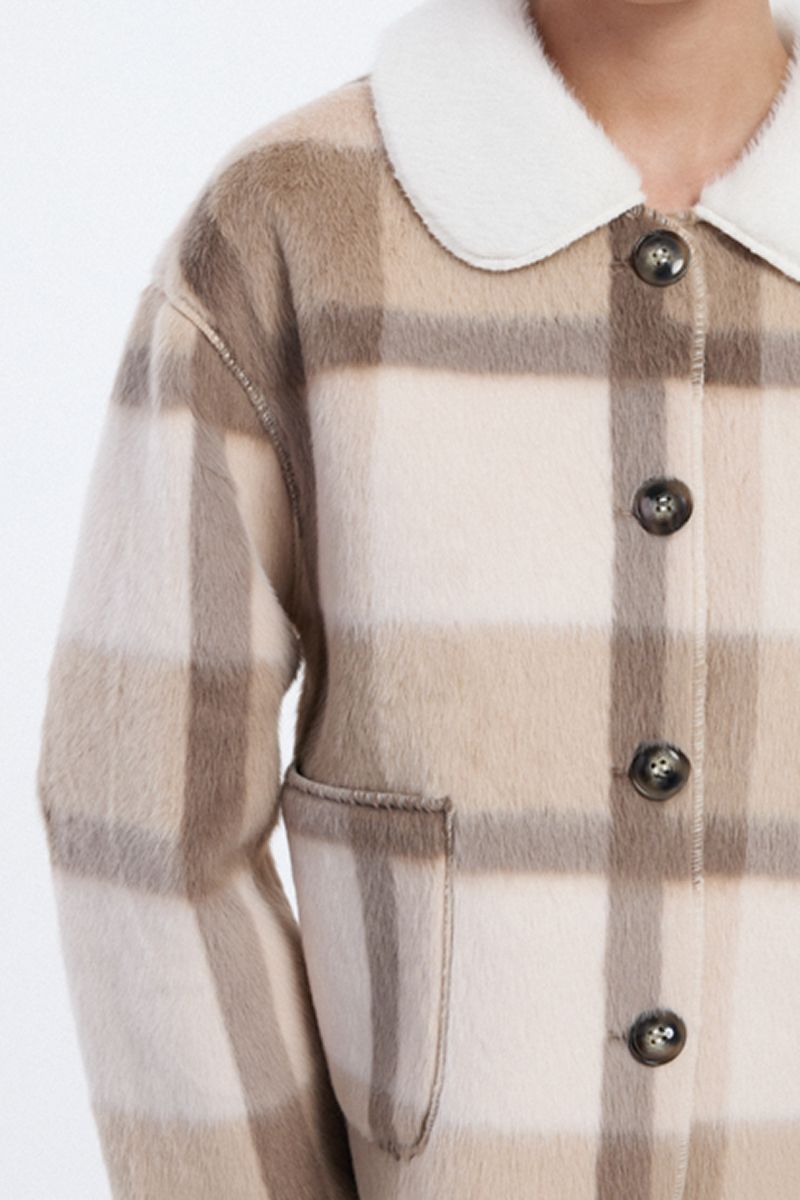 plaid button front jacket