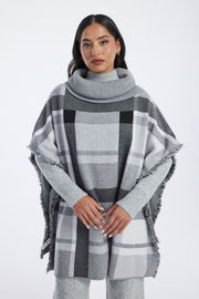 knitted poncho with high neck
