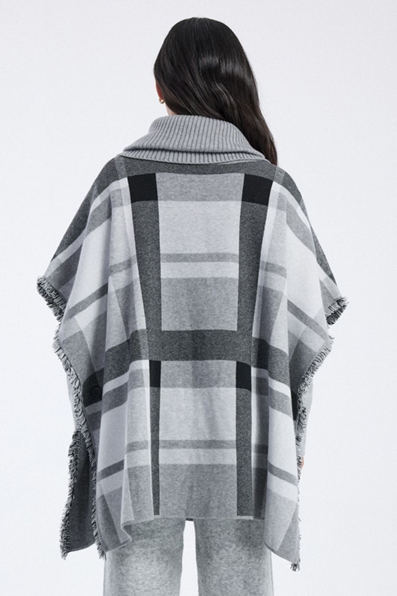 knitted poncho with high neck