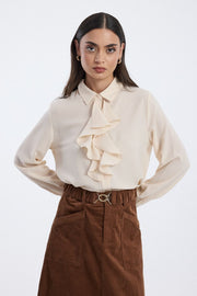 Shirt with Front Ruffle Detail
