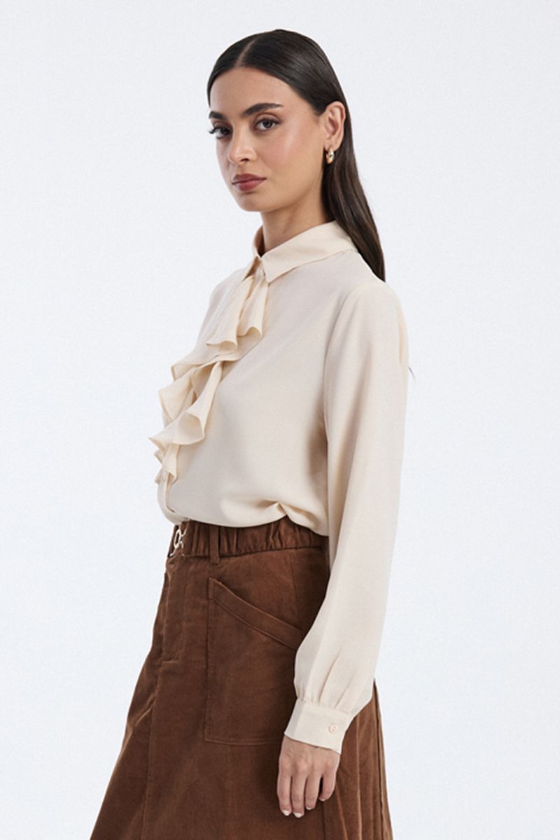Shirt with Front Ruffle Detail