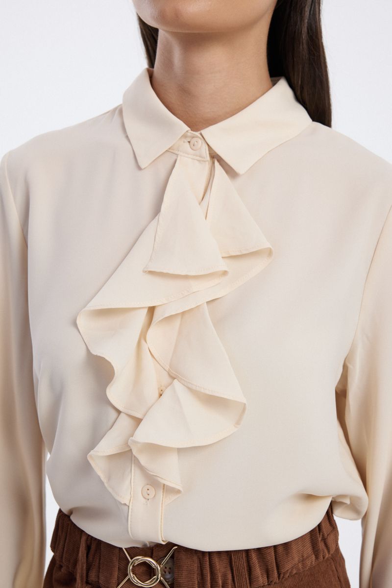 Shirt with Front Ruffle Detail